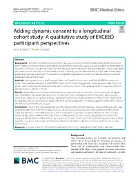 Adding Dynamic Consent to a Longitudinal Cohort Study: a Qualitative Study of EXCEED Participant Perspectives Susan E