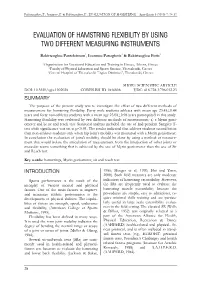Evaluation of Hamstring Flexibility by Using Two Different Measuring Instruments