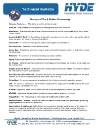 Glossary of Tire & Rubber Terminology