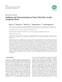 Research Article Synthesis and Characterization of Nano-Tio2
