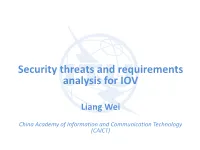 Security Threats and Requirements Analysis for IOV