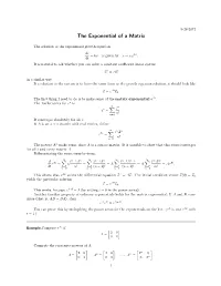 The Exponential of a Matrix
