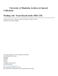 University of Manitoba Archives & Special Collections Finding