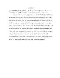 ABSTRACT HUGHES, STEPHANIE LINDSEY. an Exploration of How Individuals with an Ostomy Communicatively Manage Uncertainty