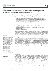 Assessment and Evaluation of the Response of Vegetation Dynamics to Climate Variability in Africa