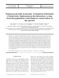 Enhanced Growth of Juvenile Tachypleus Tridentatus (Chelicerata: Xiphosura) in the Laboratory: a Step Towards Population Restocking for Conservation of the Species