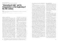 “International Style” and Its Interpretation at the Beginning Of