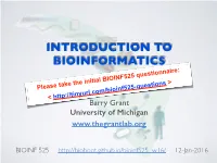 Introduction to Bioinformatics