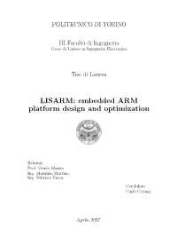 "LISARM: Embedded ARM Platform Design and Optimization" Thesis
