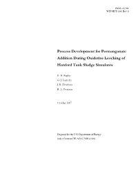 Process Development for Permanganate Addition During Oxidative Leaching of Hanford Tank Sludge Simulants