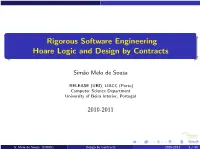 Rigorous Software Engineering Hoare Logic and Design by Contracts