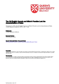 The Old English Genesis and Milton's Paradise Lost: the Characterisation of Satan