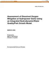 Assessment of Dissolved Oxygen Mitigation at Hydropower Dams Using an Integrated Hydrodynamic/Water Quality/Fish Growth Model