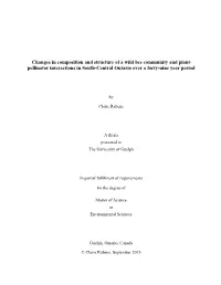Changes in Composition and Structure of a Wild Bee Community and Plant- Pollinator Interactions in South-Central Ontario Over a Forty-Nine Year Period