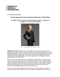 Curator Announced for the Honolulu Biennial's Third Edition