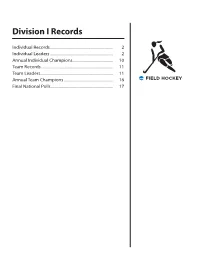 Division I Records