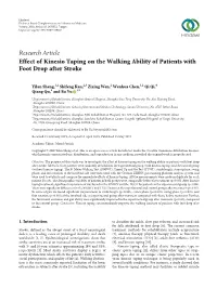 Effect of Kinesio Taping on the Walking Ability of Patients with Foot Drop After Stroke