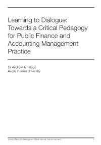 Learning to Dialogue: Towards a Critical Pedagogy for Public Finance and Accounting Management Practice