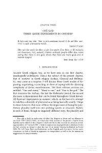 One God Three Greek Experiments in Oneness* 1