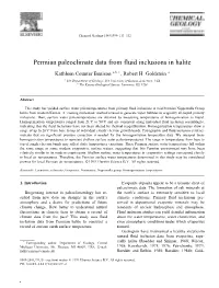 Permian Paleoclimate Data from Fluid Inclusions in Halite