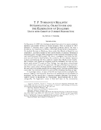 T.F. Torrance's Realistic Soteriological Objectivism and the Elimination of Dualisms