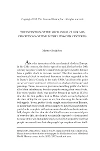 The Invention of the Mechanical Clock and Perceptions of Time in the 13Th–15Th Centuries