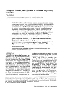 Conception, Evolution, and Application of Functional Programming Languages