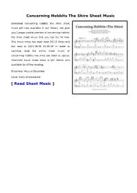 Concerning Hobbits the Shire Sheet Music