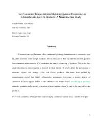 How Consumer Ethnocentrism Modulates Neural Processing of Domestic and Foreign Products: a Neuroimaging Study
