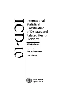 ICD-10 International Statistical Classification of Diseases and Related Health Problems