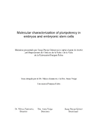 Molecular Characterization of Pluripotency in Embryos and Embryonic Stem Cells