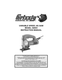 Variable Speed Jig Saw Model G8994 Instruction Manual
