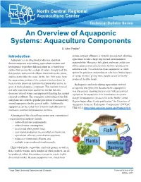 An Overview of Aquaponic Systems: Aquaculture Components D