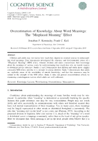 Overestimation of Knowledge About Word Meanings: the “Misplaced Meaning” Effect