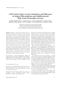CGH Analysis Shows Genetic Similarities and Differences in Atypical Fibroxanthoma and Undifferentiated High Grade Pleomorphic Sarcoma