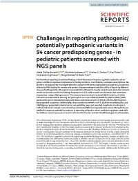 Challenges in Reporting Pathogenic/Potentially