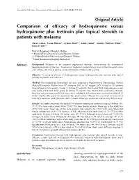 Comparison of Efficacy of Hydroquinone Versus Hydroquinone Plus Tretinoin Plus Topical Steroids in Patients with Melasma