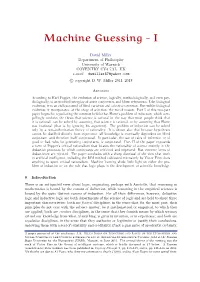 Machine Guessing – I