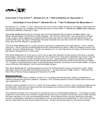Activision's True Crime™: Streets of L.A.™ Set to Release on November 4