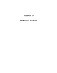 Appendix E: Notification Materials