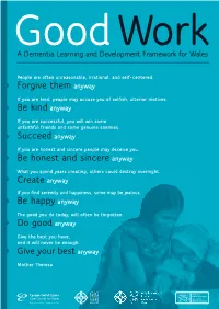 Good Work: Dementia Learning and Development Framework