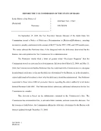 [Redacted] Petitioner. ) ) ) ) ) ) DOCKET NO. 1