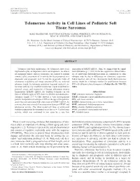 Telomerase Activity in Cell Lines of Pediatric Soft Tissue Sarcomas