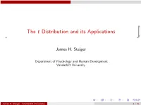 The T Distribution and Its Applications
