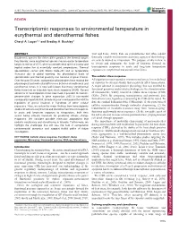 Transcriptomic Responses to Environmental Temperature in Eurythermal and Stenothermal Fishes Cheryl A