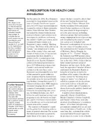 A PRESCRIPTION for HEALTH CARE Introduction
