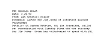 An FBI Message Sheet Dated 3-28-93 Discussing What to Do in Response to a Letter from a Lawyer Who Once Represented Jim Jones