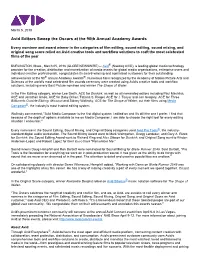 Avid Editors Sweep the Oscars at the 90Th Annual Academy Awards