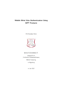 Mobile Wrist Vein Authentication Using SIFT Features