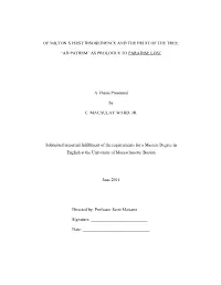 Of Milton's First Disobedience and the Fruit of the Tree